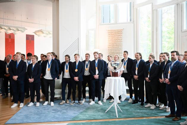 Eishockey, WM, Empfang von Weltmeister Finnland bei Präsident Alexander Stubb in Helsinki