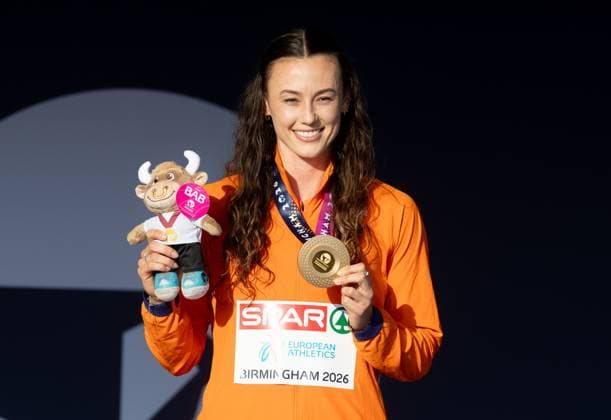 Leichtathletik, EM in Birmingham, 100m Hürden, Frauen, Medaillenzeremonie mit Europameisterin Nadine Visser