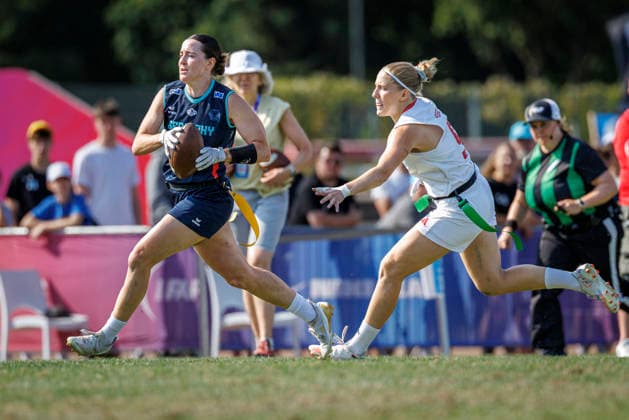 IFAF Flag Football WM in Düsseldorf, Frauen, Deutschland - Österreich