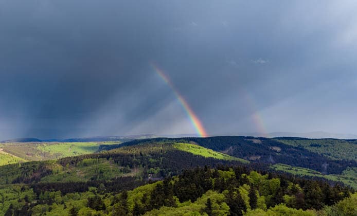 Thüringen, Gewitterfront am Rennsteig im Thüringer Wald