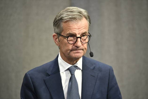 Schweden, Reichsbankchef Erik Thedeen Pressekonferenz in Stockholm
