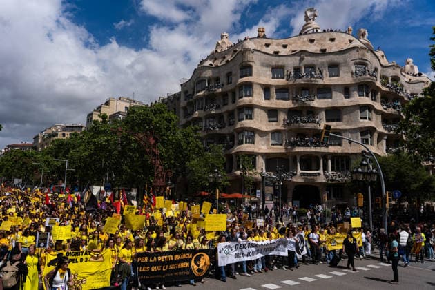 Spanien, Proteste von Lehrern und Angestellten im Gesundheitswesen in Barcelona