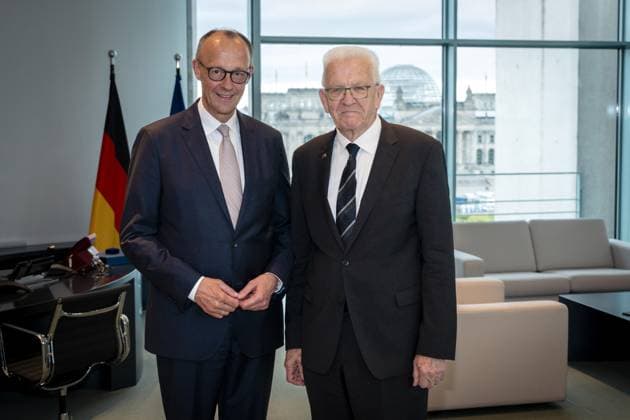 Berlin, Abschiedsbesuch von Winfried Kretschmann bei Friedrich Merz