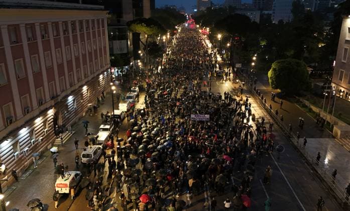 Albanien, Protest gegen die Regierung in Tirana
