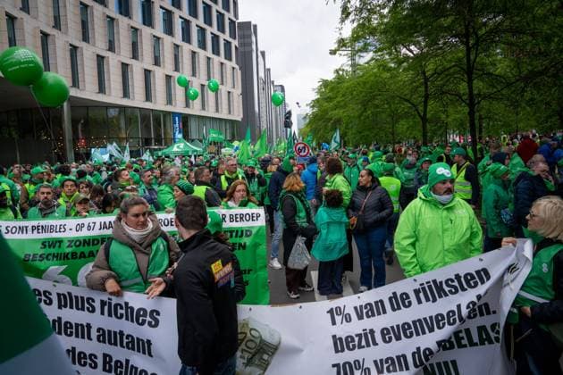 Belgien, Nationaler Gewerkschaftsprotest gegen hohe Energiepreise und Sozialreformen in Brüssel