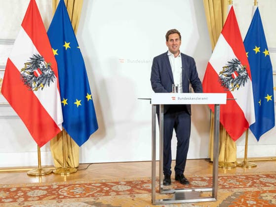 Wien, Pressefoyer nach dem Ministerrat der Bundesregierung