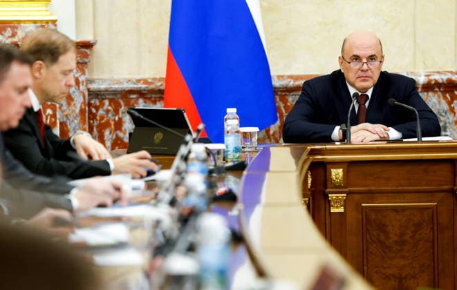 Russland, Ministerpräsident Michail Mischustin Meeting in Moskau