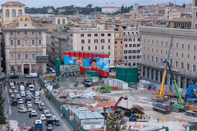 Rom, Bauarbeiten für die Venezia Station der Metro-Linie C
