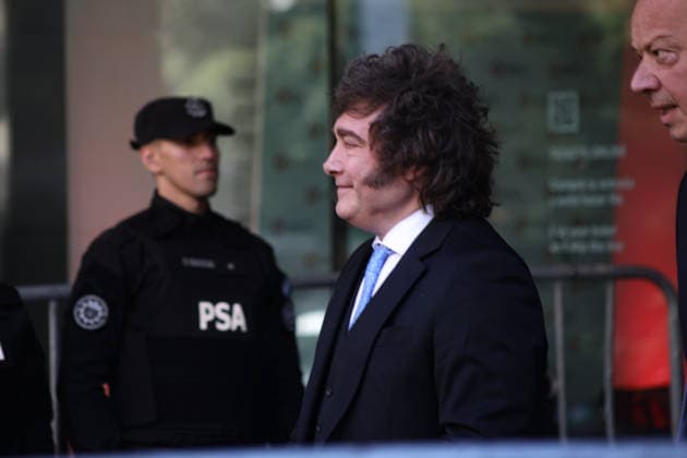 Argentinien, Javier Milei bei Rede im MALBA an der Börse in Buenos Aires
