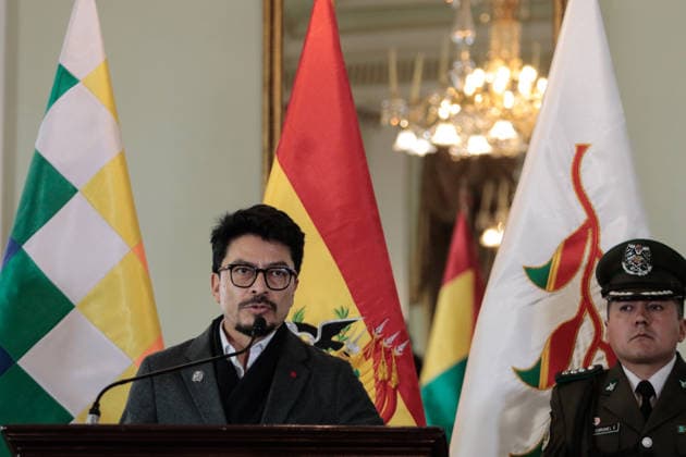 Bolivien, Fernando Aramayo Carrasco Pressekonferenz in Laz Paz