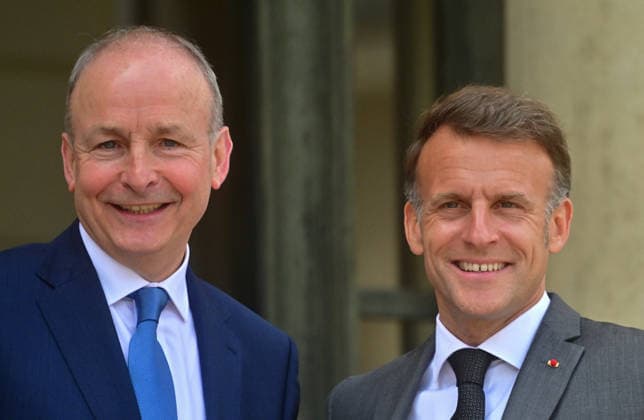 Frankreich, Emmanuel Macron empfängt Micheal Martin in Paris