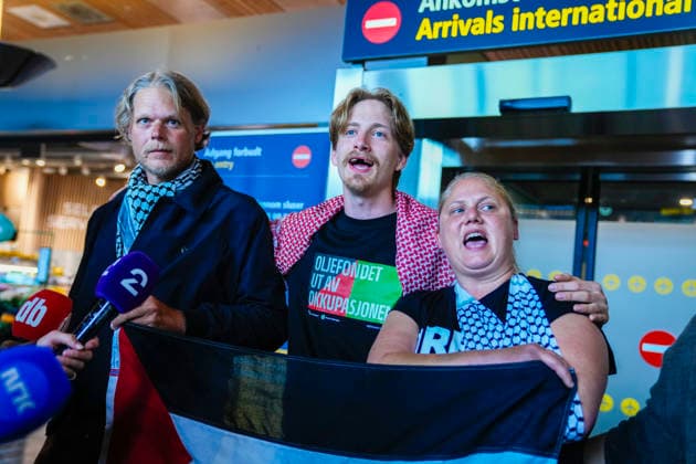 Norwegen, Von israelischen Streitkräften festgenommene Aktivisten der Global Sumud Flotilla am Flughafen