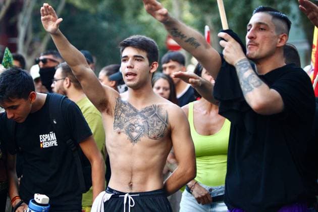 Spanien, Rechtsextremisten demonstrieren gegen Migration in Barcelona