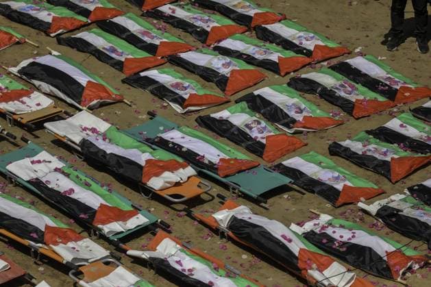 Nahostkonflikt, Gaza, Massenbeisetzung von 112 geborgenen Toten in Gaza-Stadt