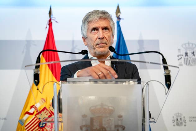 Spanien, Fernando Grande Marlaska Pressekonferenz in Madrid zur Lage der Migranten in Ceuta