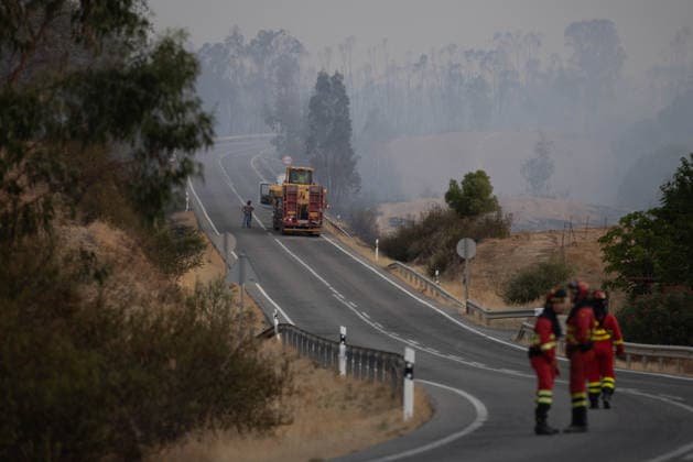 Spanien, Waldbrand in Niebla bei Huelva