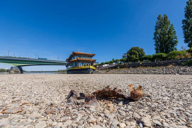 NRW, Rhein-Niedrigwasser bei Bonn