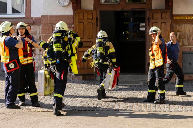 Hessen, Großübung der Feuerwehr in Dieburg