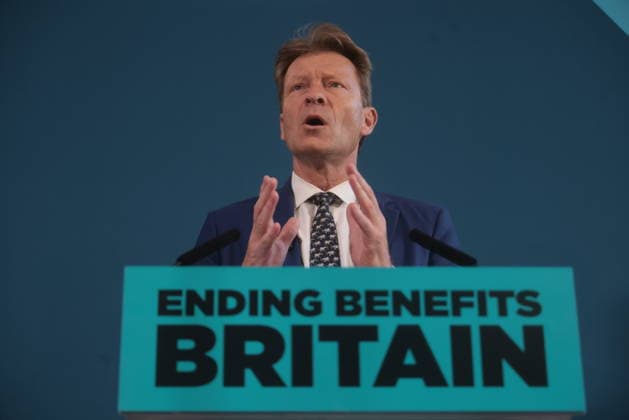 Großbritannien, Reform UK Pressekonferenz mit Robert Jenrick in London