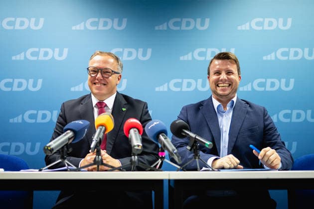 Thüringen, CDU-Pressekonferenz mit Mario Voigt und Niklas Waßmann in Erfurt