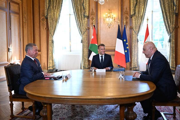 Paris, Emmanuel Macron empfängt König Abdullah II. von Jordanien und Jospeh Aoun