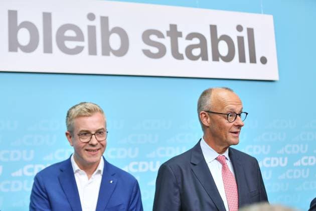 Berlin, CDU-Wahlkampf-Schlussspurt mit Stefan Evers und Friedrich Merz