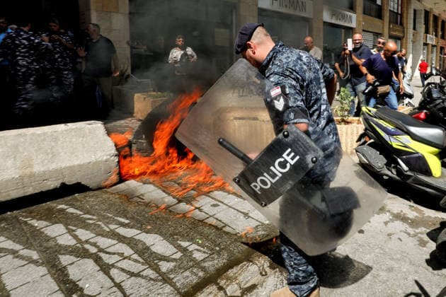 Libanon, Protest von Bankkunden vor dem Wirtschaftsministerium in Beirut