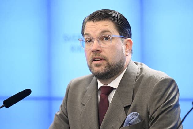 Schweden, Jimmie Akesson Pressekonferenz in Stockholm