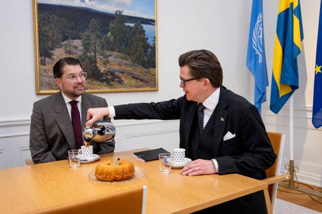 Schweden, Jimmie Akesson trifft Parlamentspräsident Andreas Norlen in Stockholm