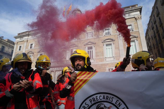 Spanien, Protest von Feuerwehrleuten in Barcelona