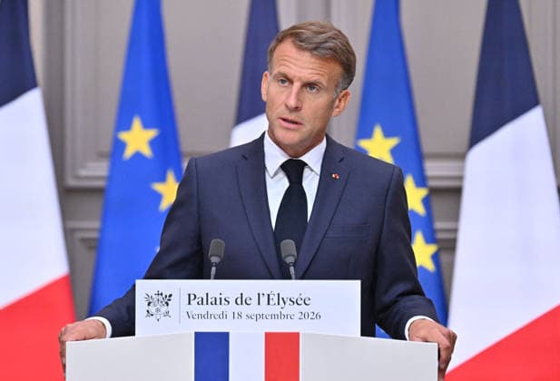 Frankreich, Emmanuel Macron spricht nach Treffen zur geopolitischen Lage in Paris
