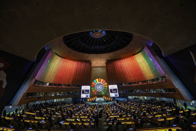 Vereinte Nationen, Antonio Guterres spricht im Plenarsaal der UN-Generalversammlung in New York