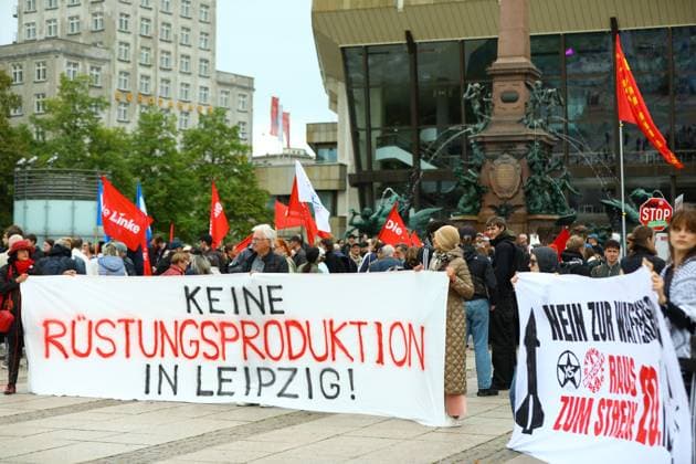 Sachsen, Protest in Leipzig gegen Ansiedlung von US-israelischer Rüstungsfirma