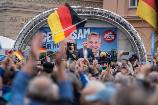 Mecklenburg-Vorpommern, AfD Wahlkampfveranstaltung in Schwerin vor den Landtagswahlen