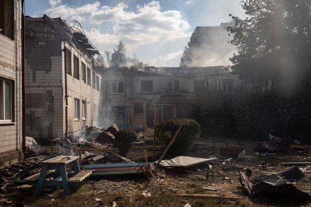 Ukraine-Krieg, Zerstörte Schule nach russischem Luftangriff in Kramatorsk