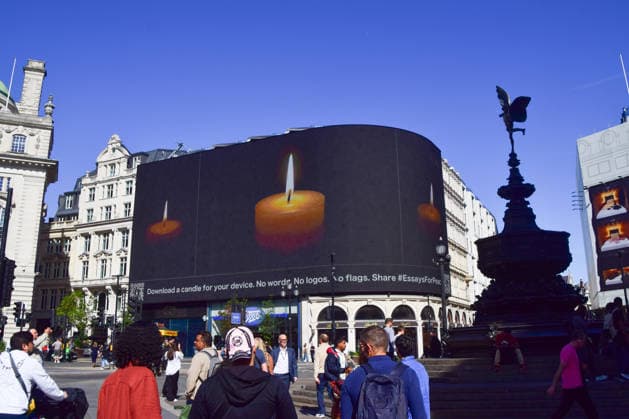 Großbritannien, Kerzenmotiv zum Weltfriedenstag in London