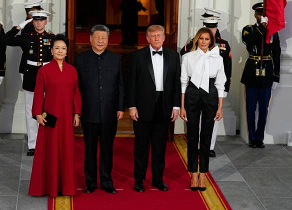 USA, Donald Trump empfängt Xi Jinping in Washington, Staatsbankett im Weißen Haus