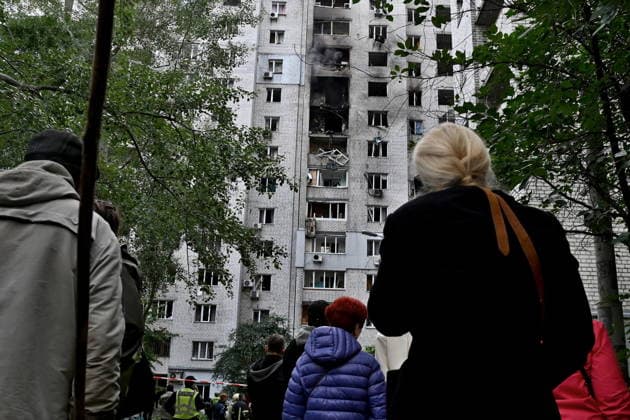 Ukraine-Krieg, Schäden durch russischen Drohnenangriff auf Kyjiw