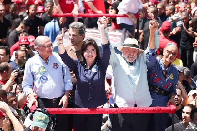 Brasilien, Lula da Silva während Wahlkampfveranstaltung in Sao Paulo