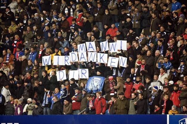 Manni, wir danken dir - Bochumer Fans bedanken sich bei WDR Radioreporter Manfred Breuckmann, der sich in Altersteilzeit begibt Fußball 1. BL Herren Saison 2008 2009, 1. VfL Bochum Totale Bochum