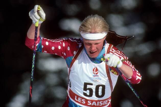 Sergey Chepikov (GUS) Biathlon OS Winter Herren Olympische Spiele Albertville 1992, Winterspiele Einzelbild Les Saisies