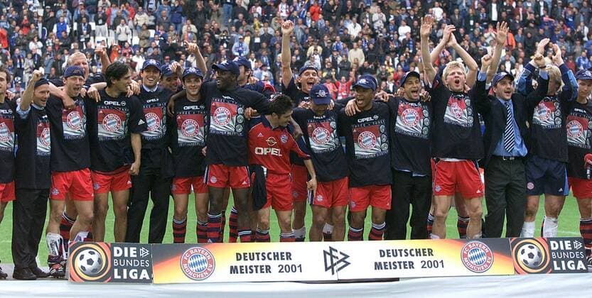 Fußball, FC Bayern München, Deutscher Meister 2001 Fussball 1. Bundesliga Hamburger SV vs. FC Bayern Muenchen Jubel