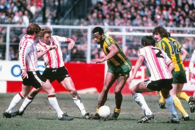Football - 1978 1979 First Division - Southampton 1 West Bromwich Albion 1 West Brom s Cyrille Regis at The Dell. 13 04 1979 