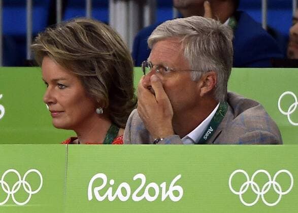 Queen Mathilde of Belgium and King Philippe - Filip of Belgium pictured during the women s -48kg judo competition at the 2016 Olympic Games Olympische Spiele Olympia OS in Rio, Saturday 06 August 2016, in Rio, Brazil. ERICxLALMAND  x04904805x