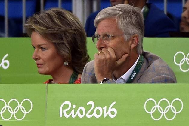 Queen Mathilde of Belgium and King Philippe - Filip of Belgium pictured during the women s -48kg judo competition at the 2016 Olympic Games Olympische Spiele Olympia OS in Rio, Saturday 06 August 2016, in Rio, Brazil. ERICxLALMAND  x04904806x