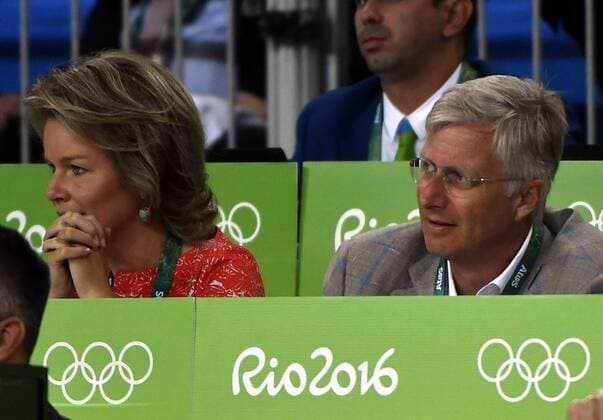 Queen Mathilde of Belgium and King Philippe - Filip of Belgium pictured during the women s -48kg judo competition at the 2016 Olympic Games Olympische Spiele Olympia OS in Rio, Saturday 06 August 2016, in Rio, Brazil. ERICxLALMAND  x04904807x