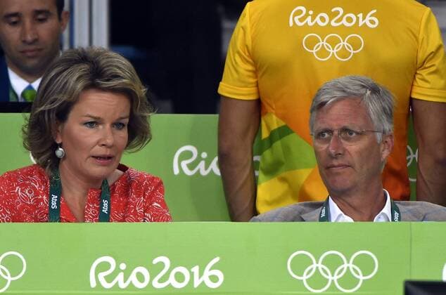 Queen Mathilde of Belgium and King Philippe - Filip of Belgium pictured during the women s -48kg judo competition at the 2016 Olympic Games Olympische Spiele Olympia OS in Rio, Saturday 06 August 2016, in Rio, Brazil. ERICxLALMAND  x04904824x