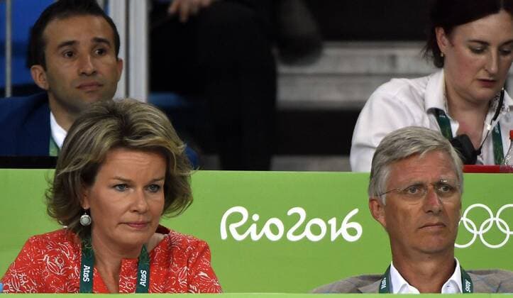 Queen Mathilde of Belgium and King Philippe - Filip of Belgium pictured during the women s -48kg judo competition at the 2016 Olympic Games Olympische Spiele Olympia OS in Rio, Saturday 06 August 2016, in Rio, Brazil. ERICxLALMAND  x04904826x