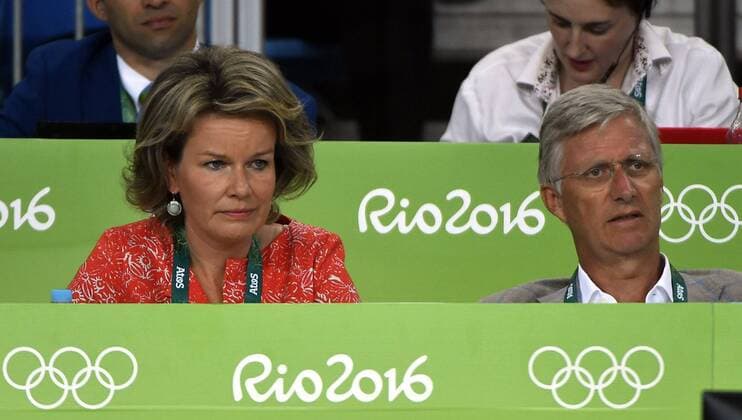 Queen Mathilde of Belgium and King Philippe - Filip of Belgium pictured during the women s -48kg judo competition at the 2016 Olympic Games Olympische Spiele Olympia OS in Rio, Saturday 06 August 2016, in Rio, Brazil. ERICxLALMAND  x04904827x