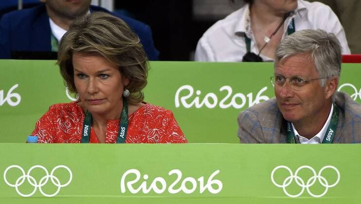 Queen Mathilde of Belgium and King Philippe - Filip of Belgium pictured during the women s -48kg judo competition at the 2016 Olympic Games Olympische Spiele Olympia OS in Rio, Saturday 06 August 2016, in Rio, Brazil. ERICxLALMAND  x04904829x